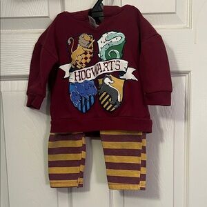 Baby Harry Potter Hogwarts Maroon and Yellow Matching Set size 12mo
